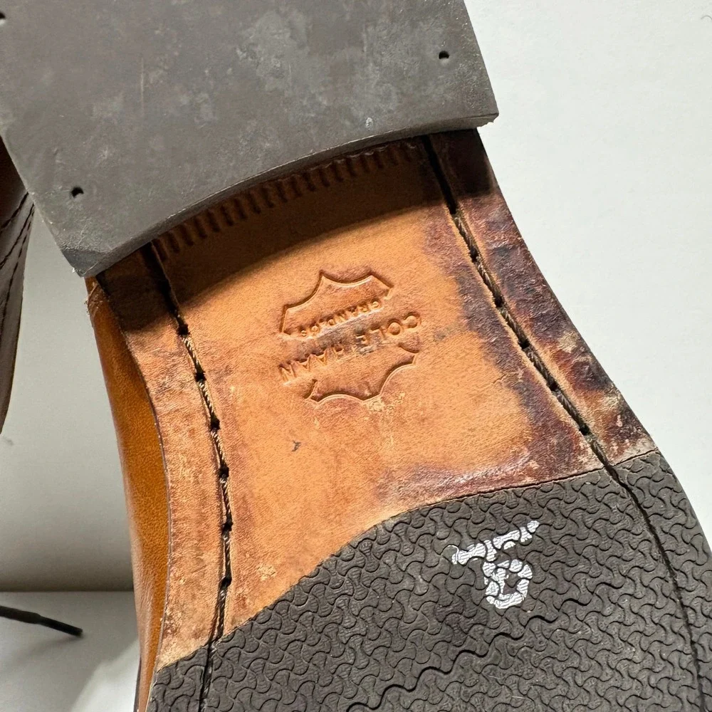 Cole Haan Grand.OS Cap Toe Oxford Mens 9.5 Brown Leather Dress Shoes Business